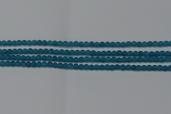 CEQ265 15.5 inches 4mm round matte blue sponge quartz beads