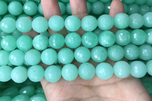 CEQ314 15.5 inches 12mm faceted round green sponge quartz beads