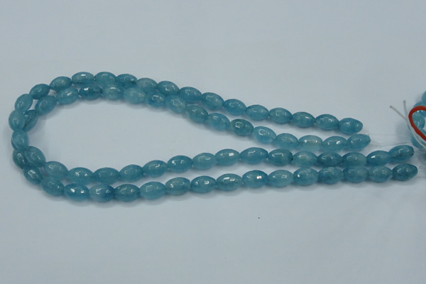 CEQ71 15.5 inches 8*12mm faceted rice blue sponge quartz beads