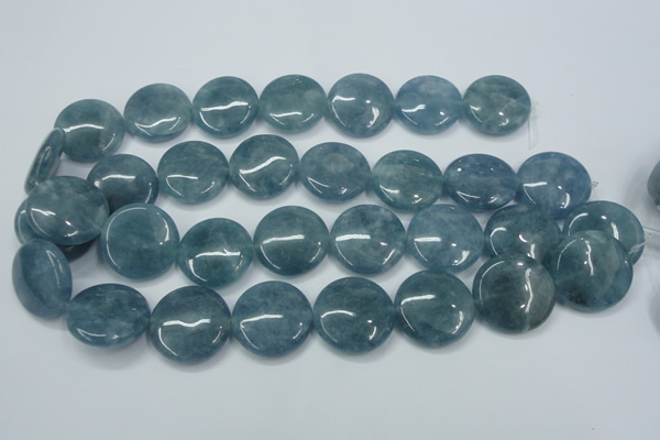 CEQ98 15.5 inches 25mm flat round blue sponge quartz beads