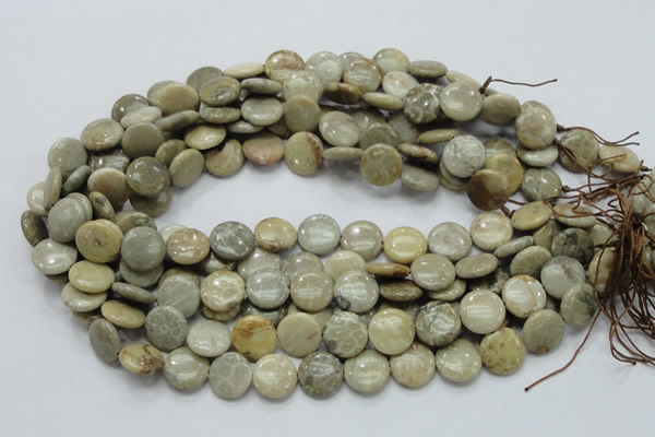CFA07 15.5 inches 15mm flat round chrysanthemum agate gemstone beads