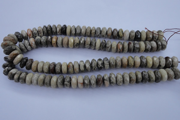 CFA212 15.5 inches 6*14mm faceted rondelle chrysanthemum agate beads