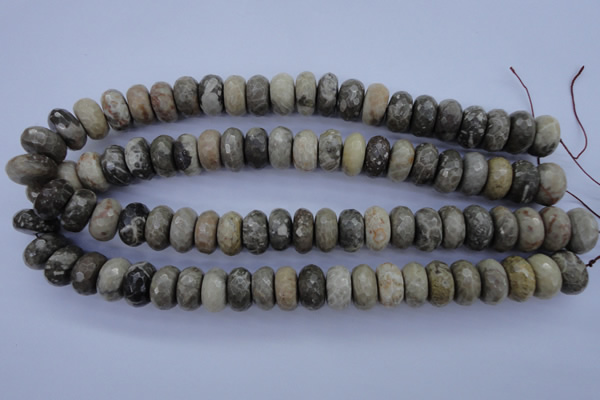 CFA213 15.5 inches 8*16mm faceted rondelle chrysanthemum agate beads