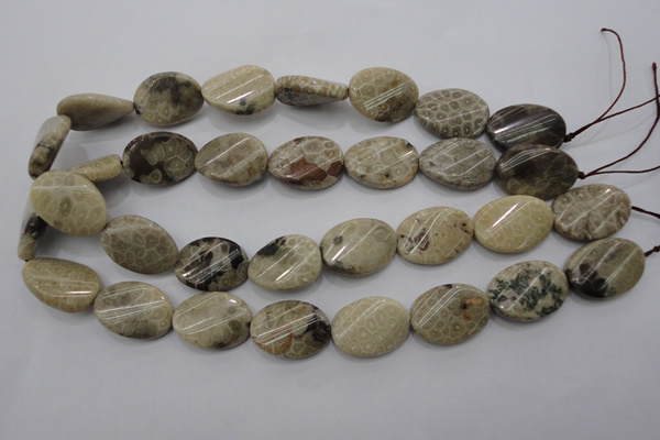 CFA215 15.5 inches 18*25mm twisted oval chrysanthemum agate beads