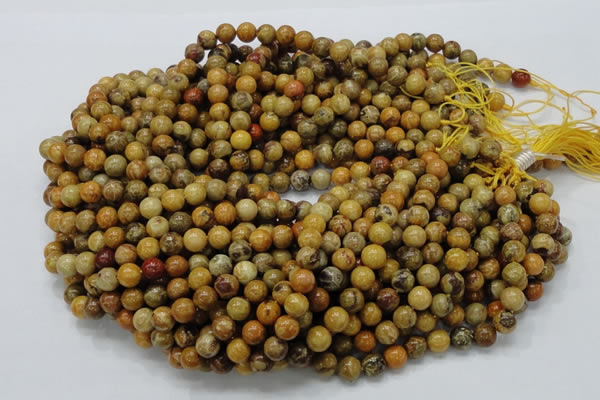 CFA32 15.5 inches 8mm round yellow chrysanthemum agate beads