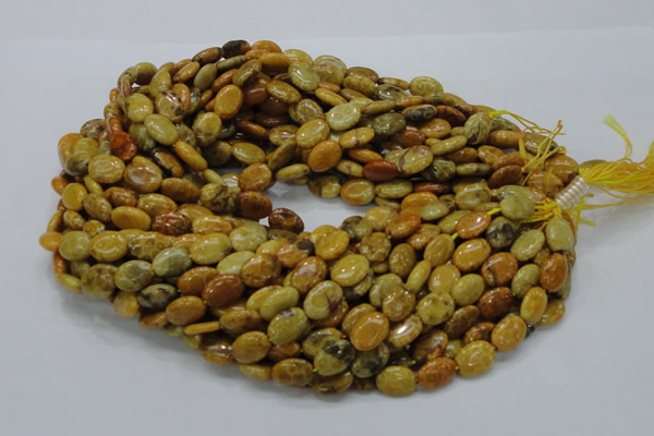 CFA46 15.5 inches 10*14mm oval yellow chrysanthemum agate beads