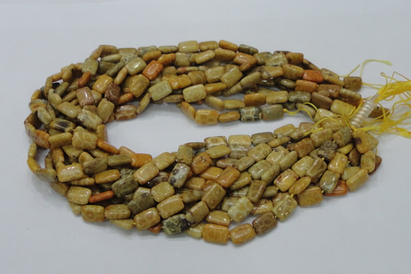 CFA51 15.5 inches 8*12mm rectangle yellow chrysanthemum agate beads