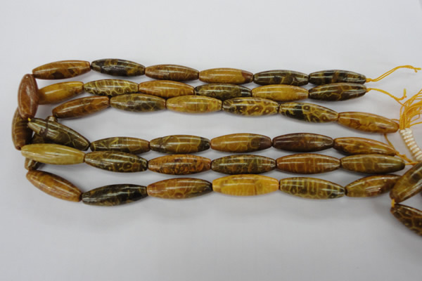 CFA62 15.5 inches 10*30mm rice yellow chrysanthemum agate beads