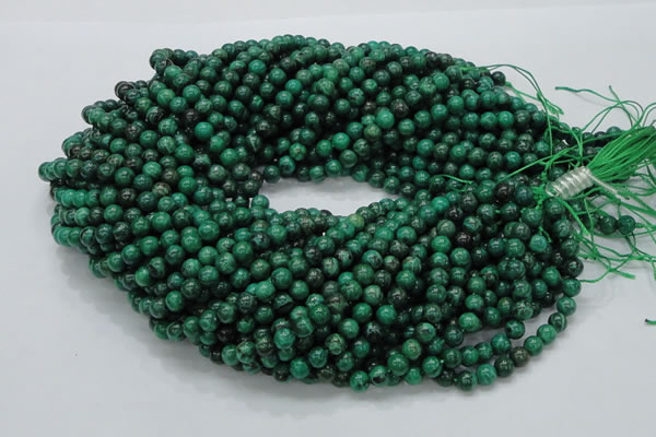 CFA66 15.5 inches 6mm round green chrysanthemum agate beads