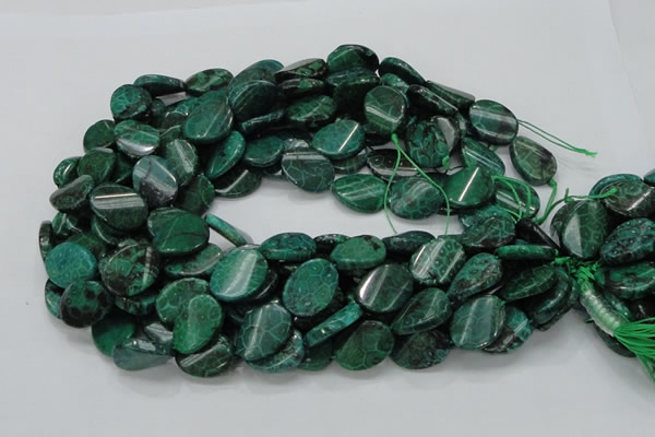 CFA72 15.5 inches 15*20mm twisted oval green chrysanthemum agate beads
