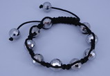 CFB525 12mm faceted round crystal beads adjustable bracelet wholesale