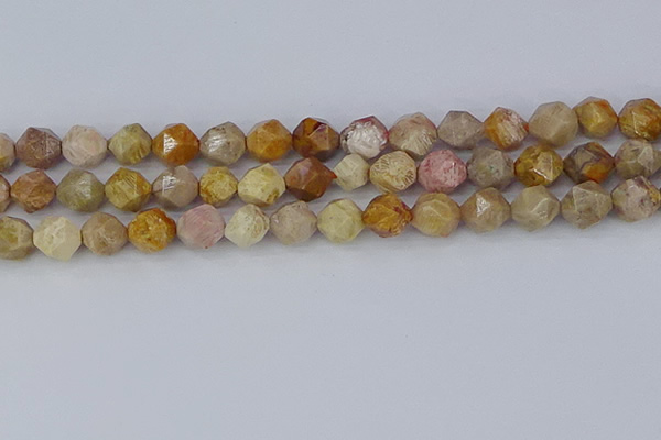 CFC238 15.5 inches 10mm faceted nuggets fossil coral beads
