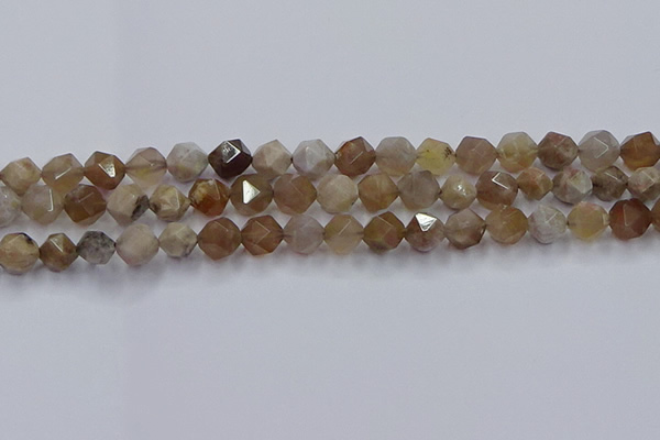 CFC301 15.5 inches 8mm faceted nuggets coral jade beads