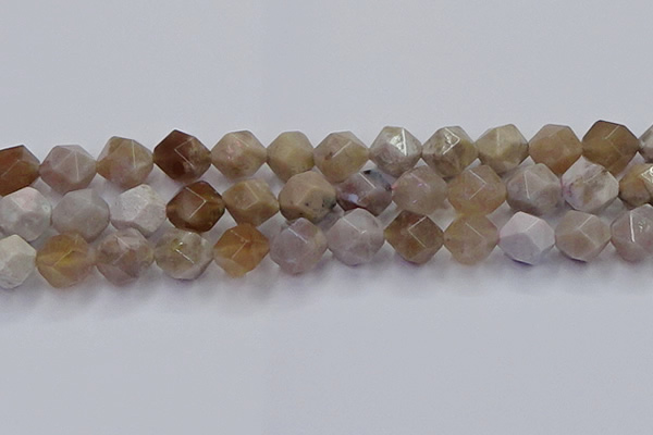 CFC303 15.5 inches 12mm faceted nuggets coral jade beads