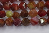 CFC306 15.5 inches 6mm faceted nuggets dyed coral jade beads
