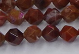 CFC307 15.5 inches 8mm faceted nuggets dyed coral jade beads