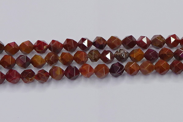 CFC309 15.5 inches 12mm faceted nuggets dyed coral jade beads