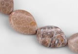 CFC47 15*20mm twisted teardrop coral fossil jasper beads