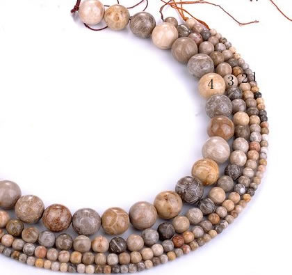 CFC55 15.5 inches round coral fossil jasper beads wholesale