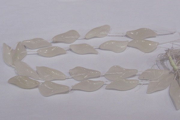 CFG01 15.5 inches 18*38mm carved trumpet flower white jade beads