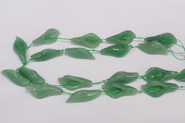 CFG03 15.5 inches 18*38mm carved flower green aventurine jade beads
