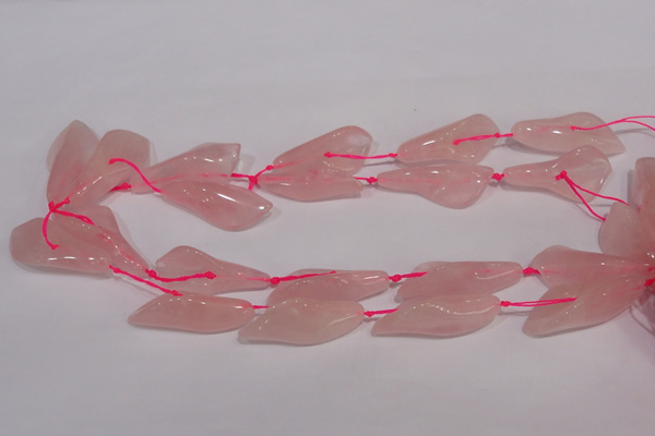 CFG05 15.5 inches 18*38mm carved trumpet flower rose quartz beads