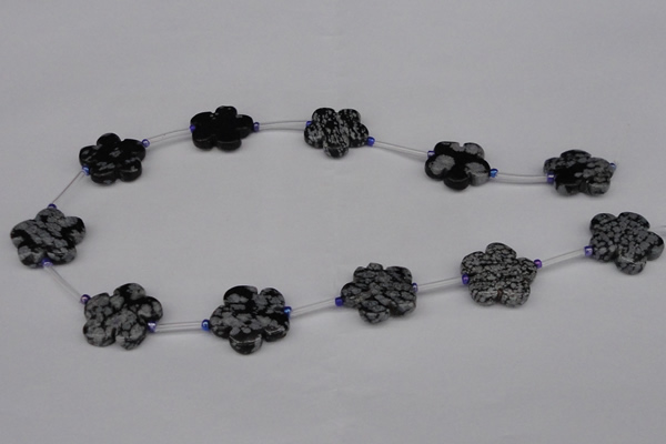 CFG1007 15.5 inches 20mm carved flower snowflake obsidian beads