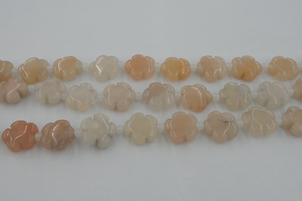 CFG1020 15.5 inches 16mm carved flower pink aventurine beads