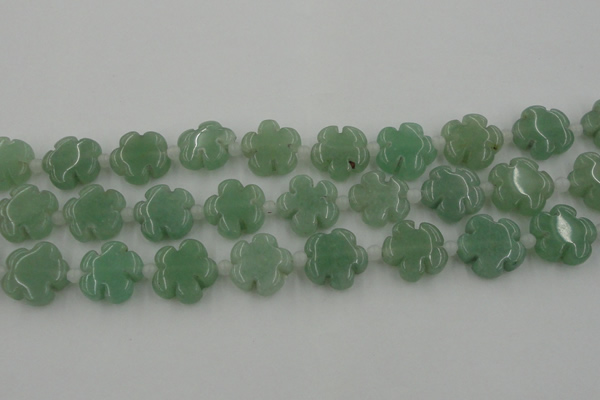 CFG1022 15.5 inches 16mm carved flower green aventurine beads
