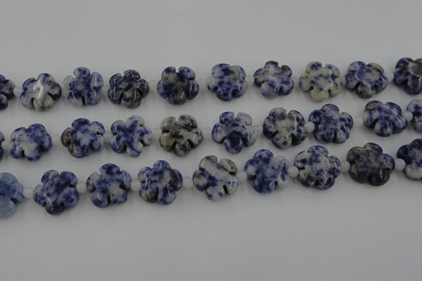 CFG1024 15.5 inches 16mm carved flower sodalite gemstone beads