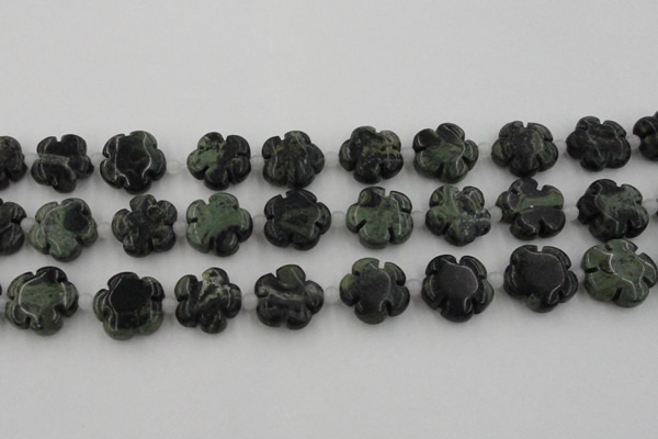 CFG1027 15.5 inches 16mm carved flower kambaba jasper beads