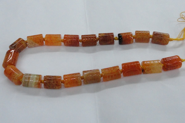 CFG1101 15.5 inches 15*20mm carved tube agate gemstone beads