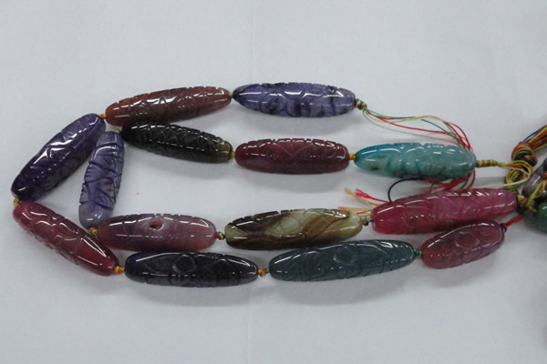 CFG1116 15.5 inches 13*50mm - 13*65mm carved rice agate beads