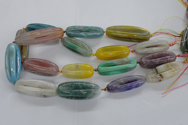 CFG1117 15.5 inches 14*40mm - 14*50mm carved rice agate beads