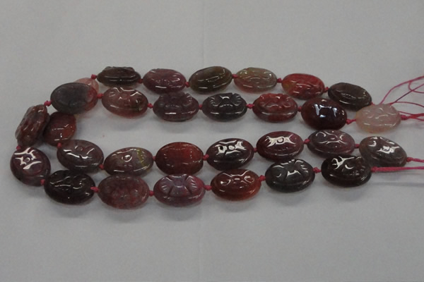 CFG1131 15.5 inches 18*25mm carved oval agate gemstone beads