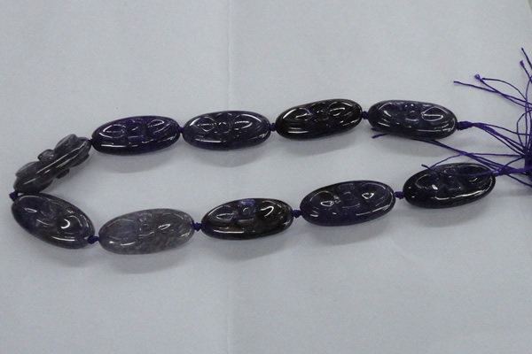 CFG1136 15.5 inches 20*40mm carved oval agate gemstone beads