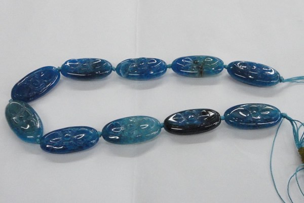CFG1138 15.5 inches 20*40mm carved oval agate gemstone beads