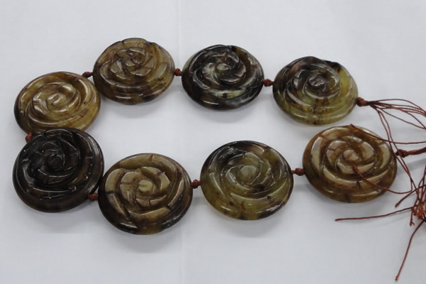 CFG1145 15.5 inches 45mm carved flower flower jade beads