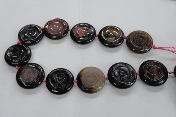 CFG1150 15.5 inches 35mm carved flower agate gemstone beads
