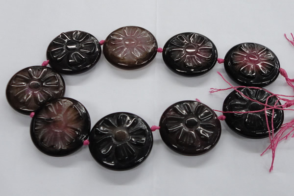 CFG1155 15.5 inches 40mm carved flower agate gemstone beads