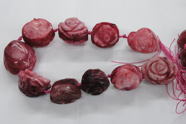 CFG1171 15.5 inches 35mm carved flower plated agate gemstone beads