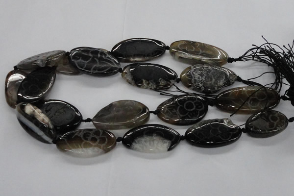 CFG1176 15.5 inches 20*40mm – 25*45mm carved freeform agate beads