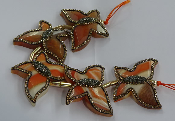 CFG1201 7.5 inches 35*45mm carved butterfly agate gemstone beads