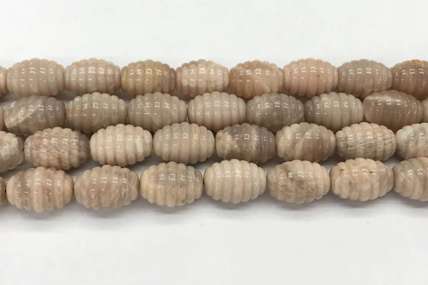 CFG1506 15.5 inches 15*20mm carved rice moonstone beads