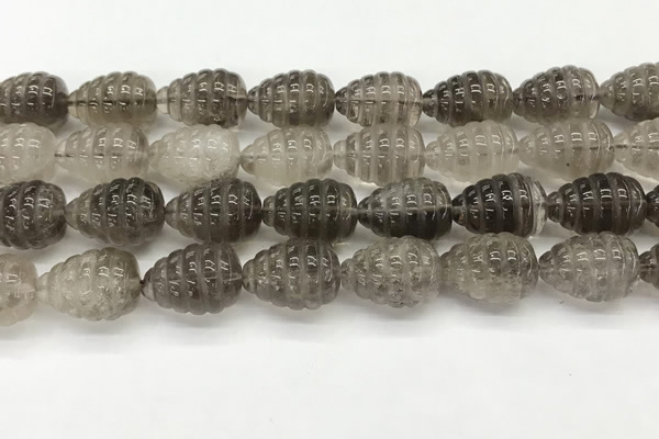 CFG1515 15.5 inches 15*20mm carved teardrop smoky quartz beads