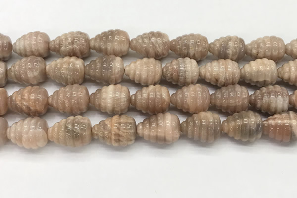 CFG1518 15.5 inches 15*20mm carved teardrop moonstone beads
