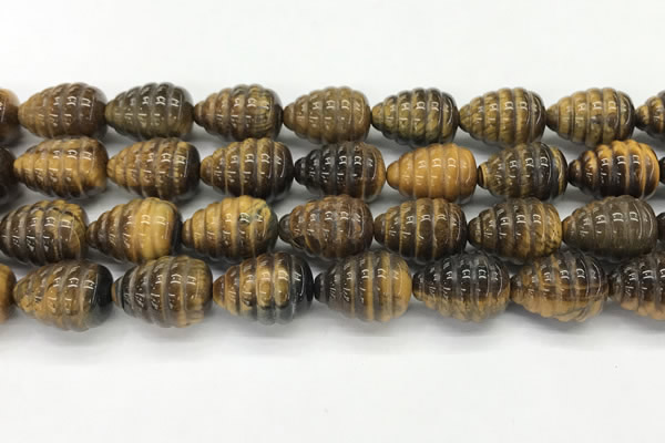 CFG1519 15.5 inches 15*20mm carved teardrop tiger eye beads
