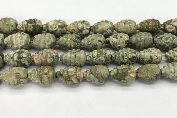 CFG1520 15.5 inches 15*20mm carved teardrop rhyolite gemstone beads