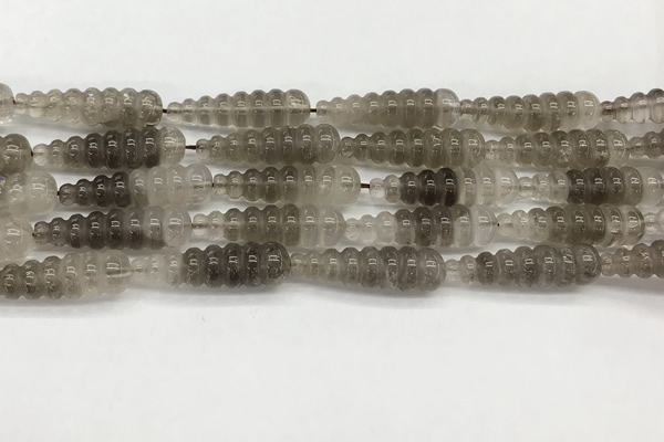 CFG1525 15.5 inches 10*35mm carved teardrop smoky quartz beads