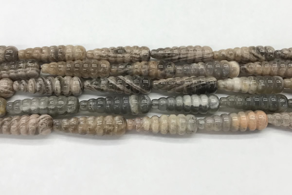 CFG1530 15.5 inches 10*35mm carved teardrop moonstone beads
